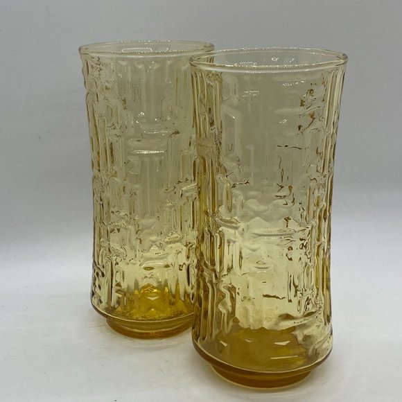 VINTAGE MC BRUTALIST Amber Glass Water Drinking